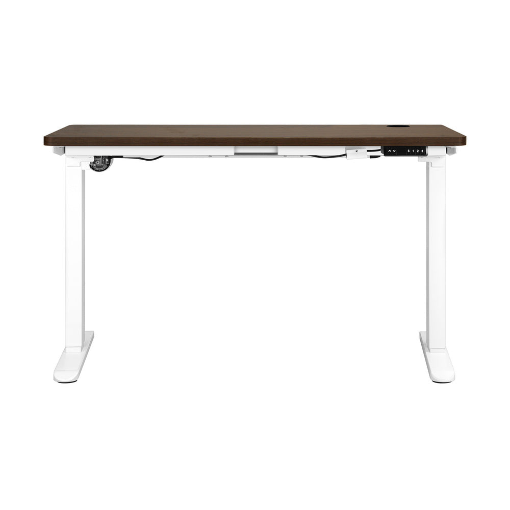 140cm Motorized Adjustable Standing Desk White and Walnut