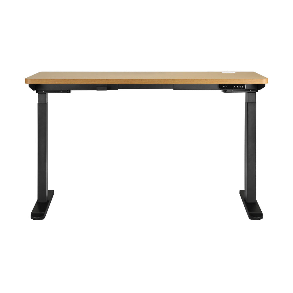 140cm Dual Motor Adjustable Standing Desk Black and Oak