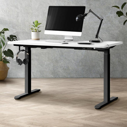 140cm Dual Motor Adjustable Standing Desk Black and White