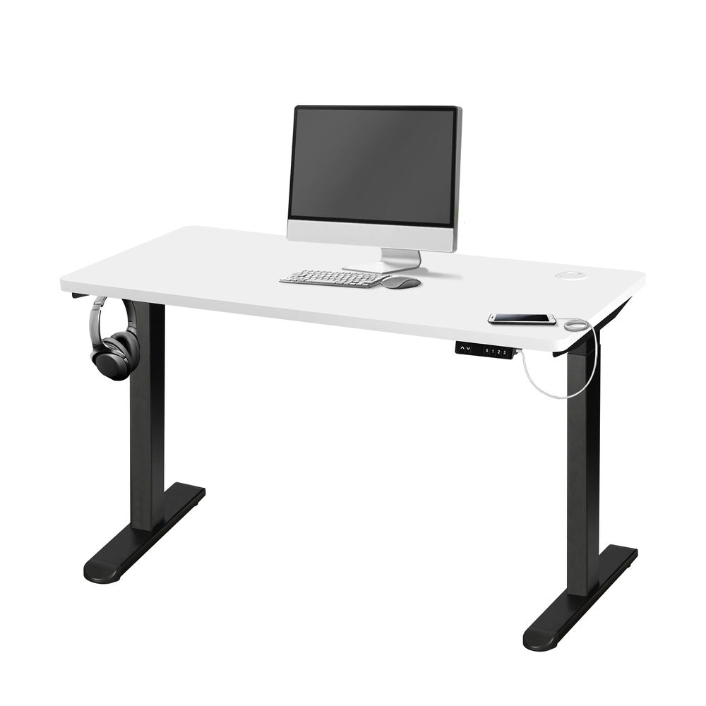 140cm Dual Motor Adjustable Standing Desk Black and White