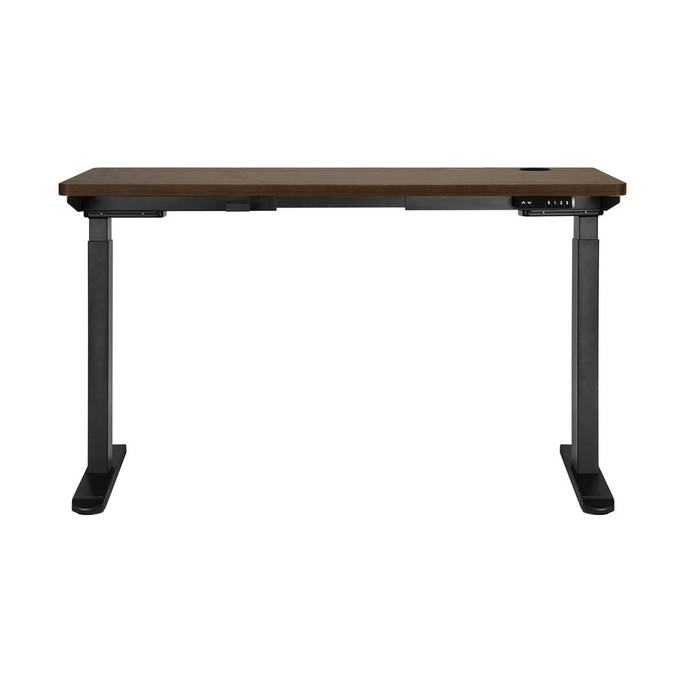 140cm Dual Motor Adjustable Standing Desk Black and Walnut