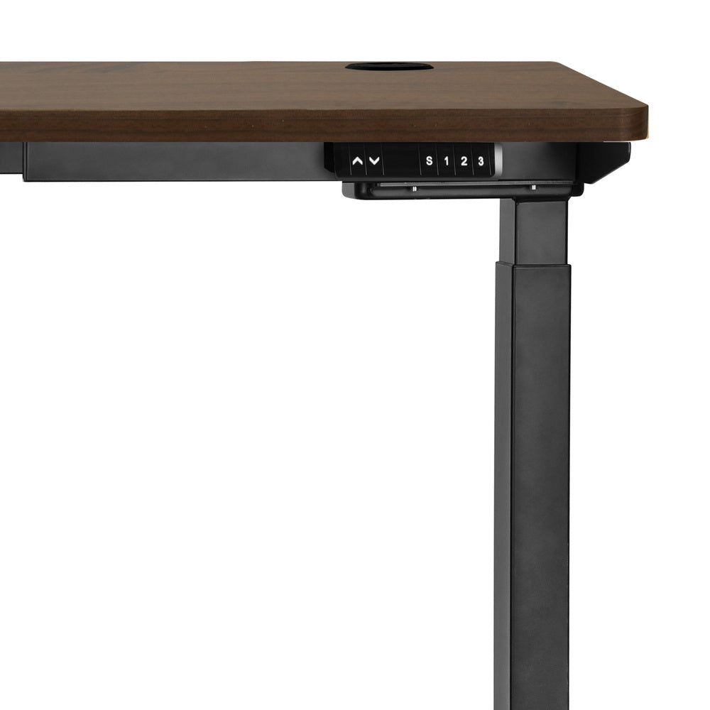 140cm Dual Motor Adjustable Standing Desk Black and Walnut
