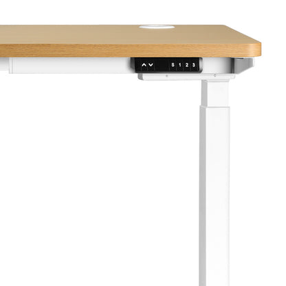 140cm Dual Motor Adjustable Standing Desk White and Oak