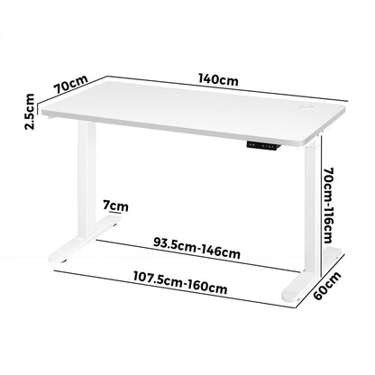 140cm Dual Motor Adjustable Standing Desk White