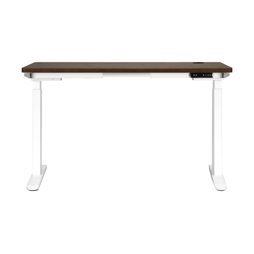 140cm Dual Motor Adjustable Standing Desk White and Walnut