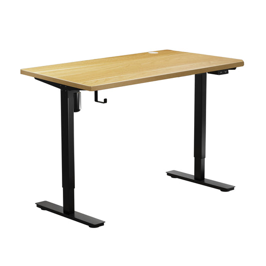 140cm Electric Standing Desk Single Motor Black and Oak