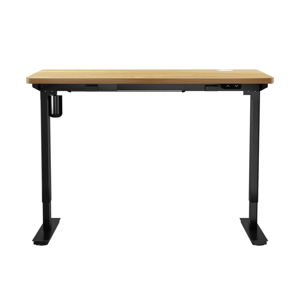 140cm Electric Standing Desk Single Motor Black and Oak