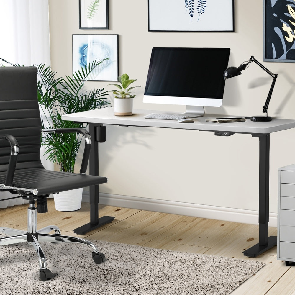 140cm Electric Standing Desk Single Motor Black and White