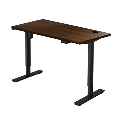 140cm Electric Standing Desk Single Motor Black and Walnut