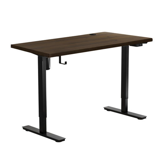 140cm Electric Standing Desk Single Motor Black and Walnut