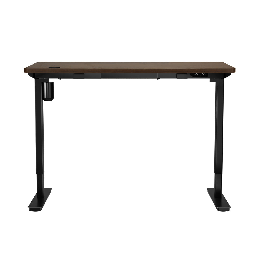 140cm Electric Standing Desk Single Motor Black and Walnut