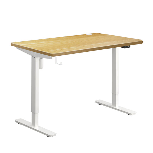 140cm Electric Standing Desk Single Motor White and Oak