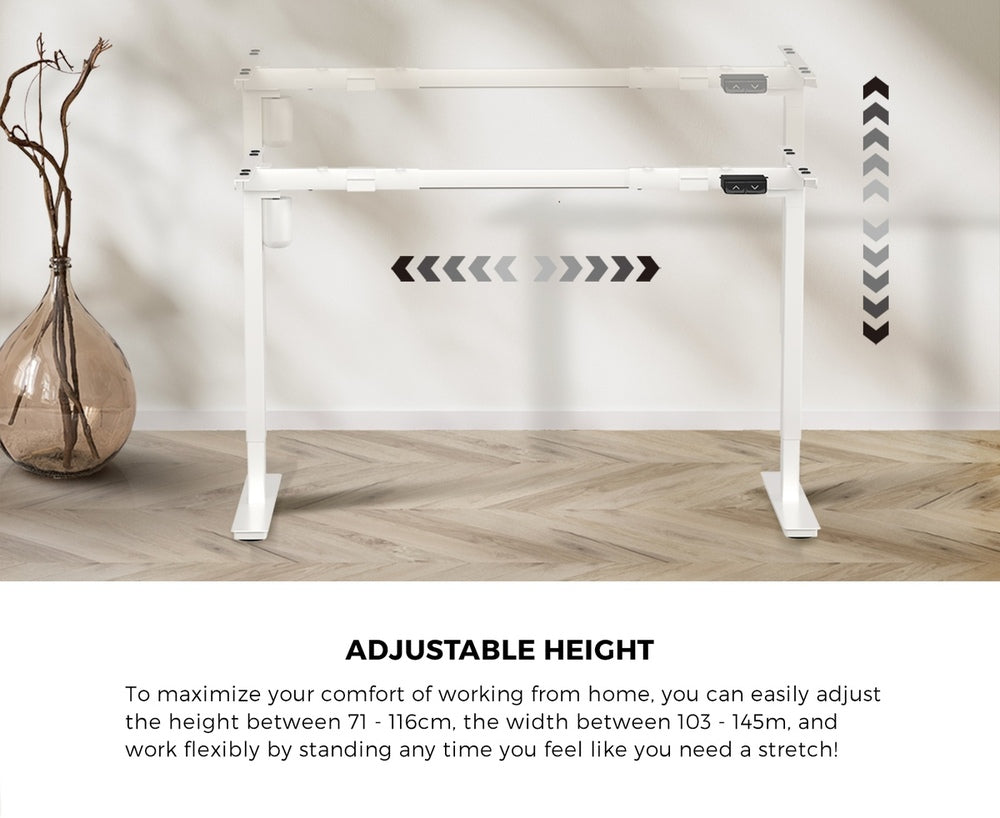 140cm Electric Standing Desk Single Motor White