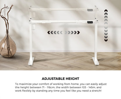 140cm Electric Standing Desk Single Motor White