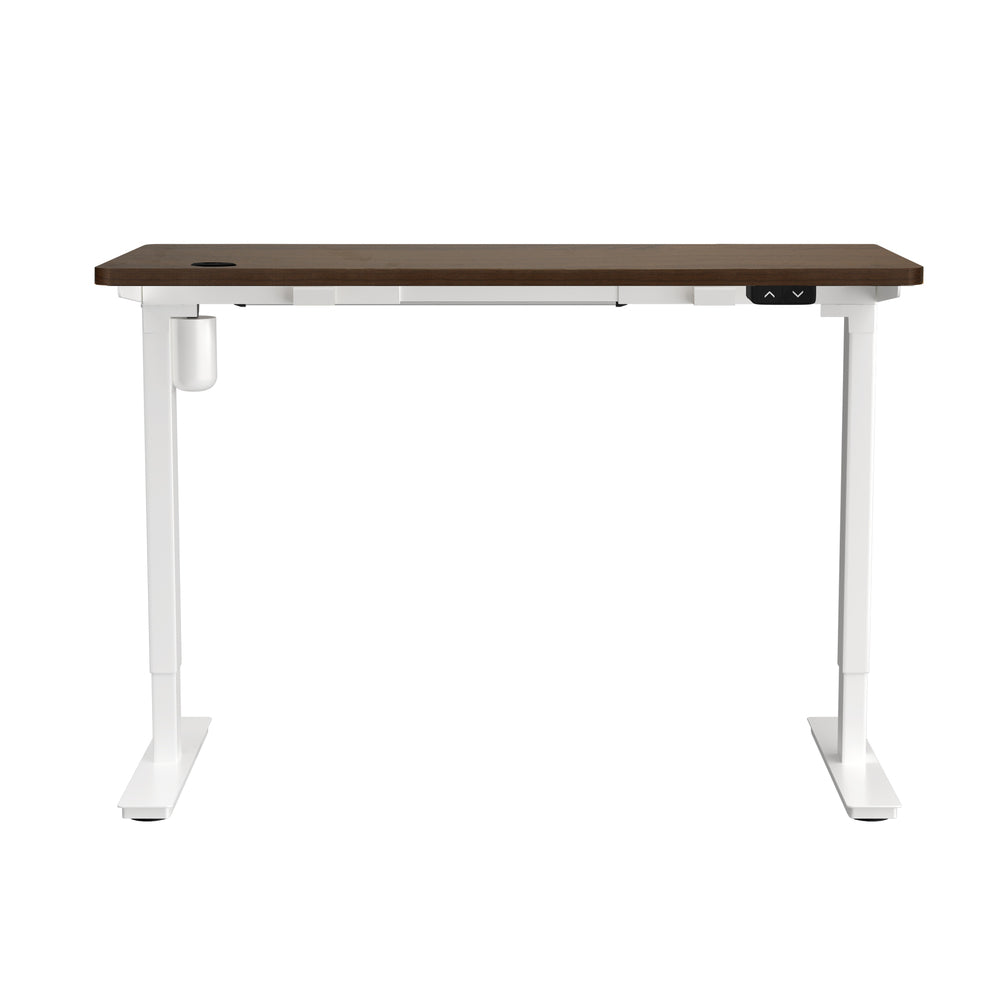 140cm Electric Standing Desk Single Motor White and Walnut