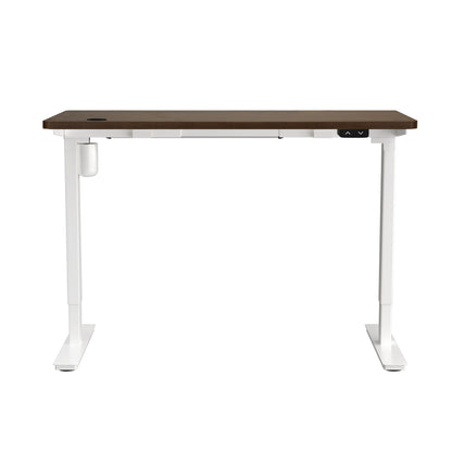 140cm Electric Standing Desk Single Motor White and Walnut