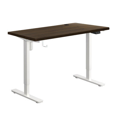 140cm Electric Standing Desk Single Motor White and Walnut