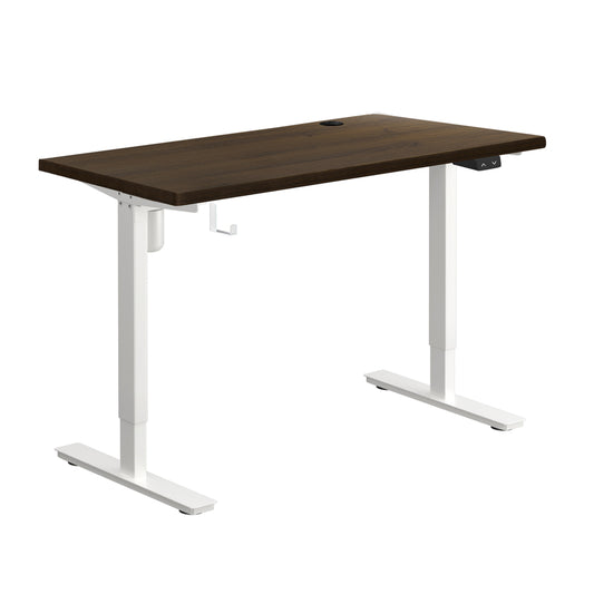 140cm Electric Standing Desk Single Motor White and Walnut