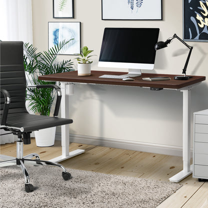 140cm Electric Standing Desk Single Motor White and Walnut