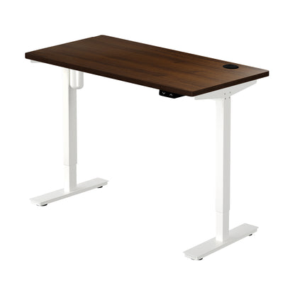 140cm Electric Standing Desk Single Motor White and Walnut