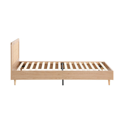 King Single Wooden Bed Frame with Rattan Headboard