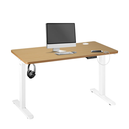 Standing Desk Adjustable Motorized 120cm White and Oak