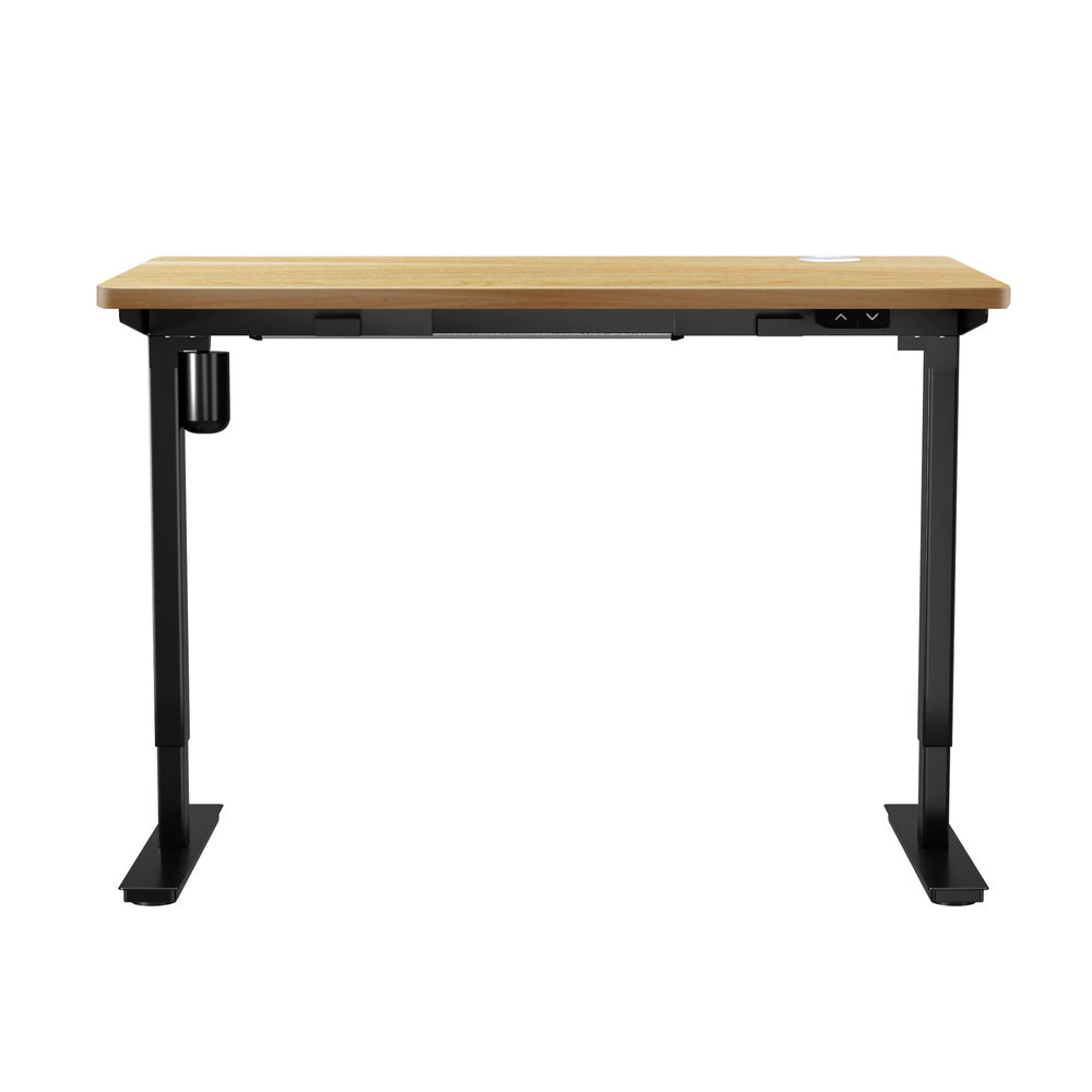Electric Standing Desk Single Motor 120cm Black and Oak