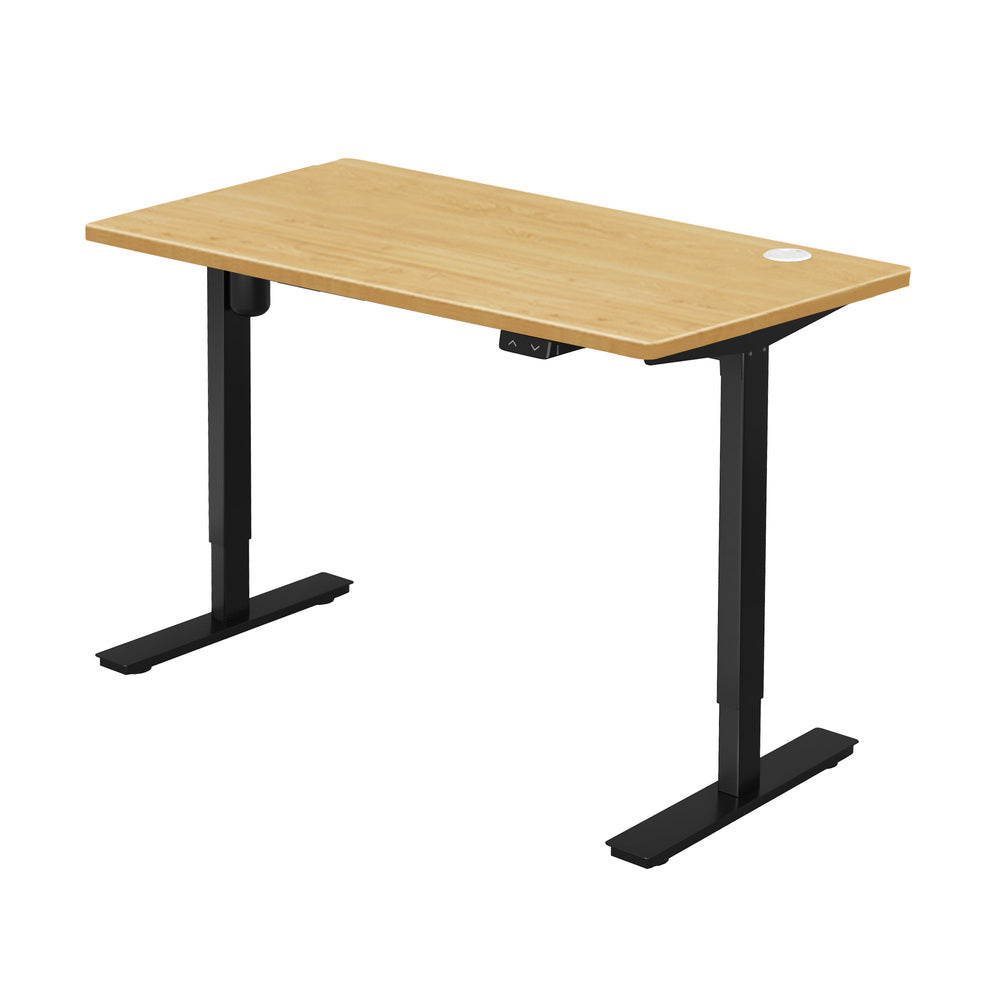 Electric Standing Desk Single Motor 120cm Black and Oak