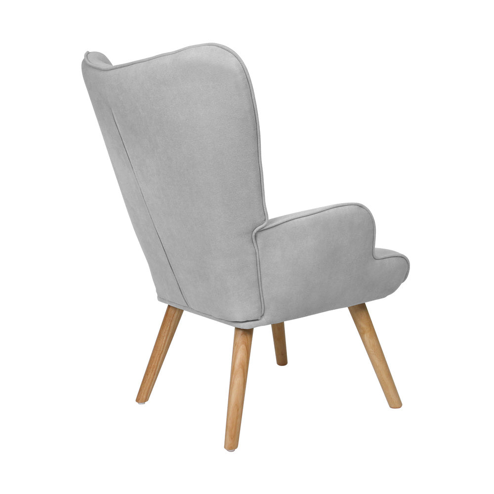 Fabric Armchair with Footstool Grey