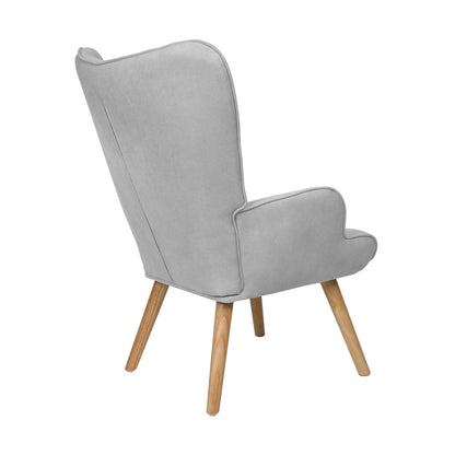 Fabric Armchair with Footstool Grey