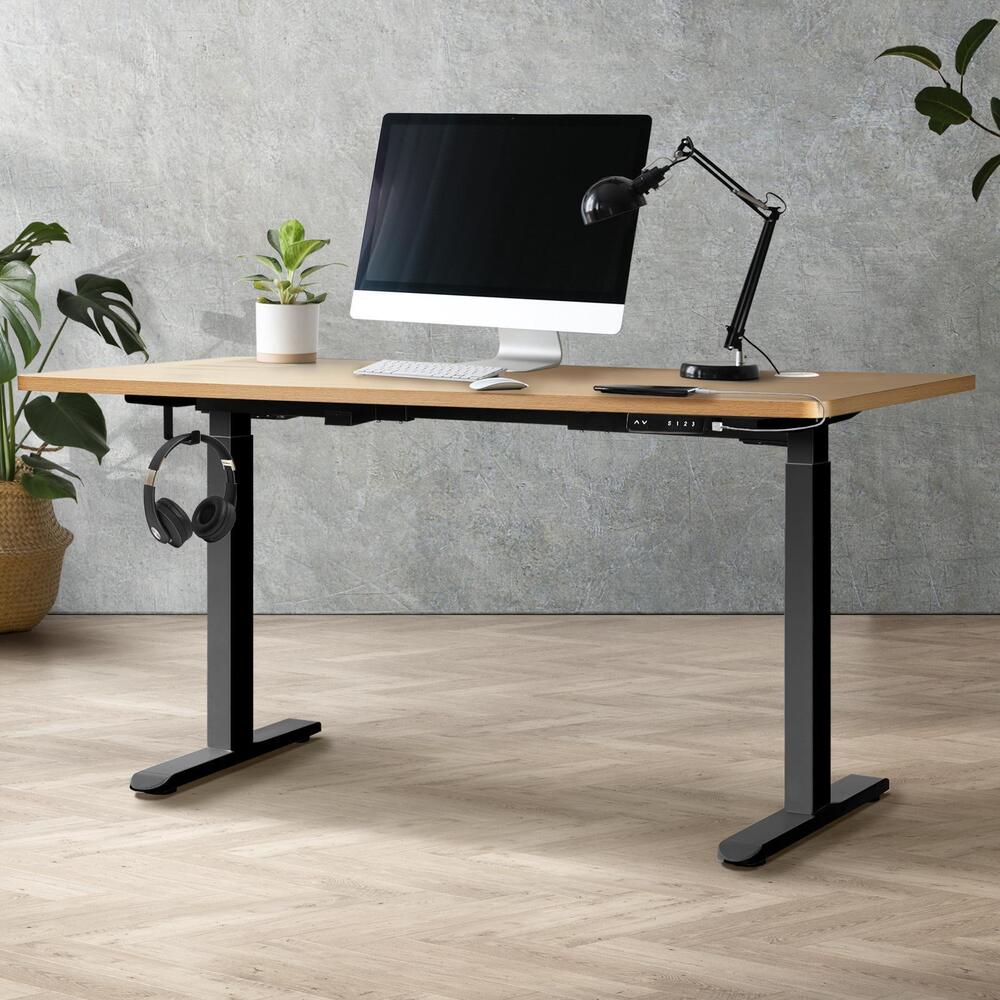 Standing Desk Dual Motor Adjustable 150cm Black and Oak