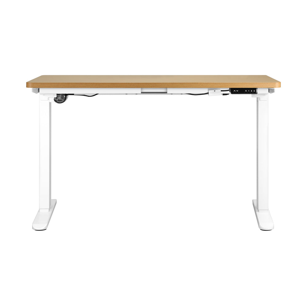 Motorised Adjustable Sit Stand Desk 160 cm White and Oak