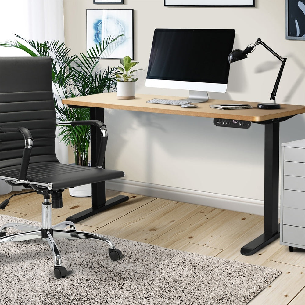 120 cm Electric Standing Desk Single Motor Black and Oak