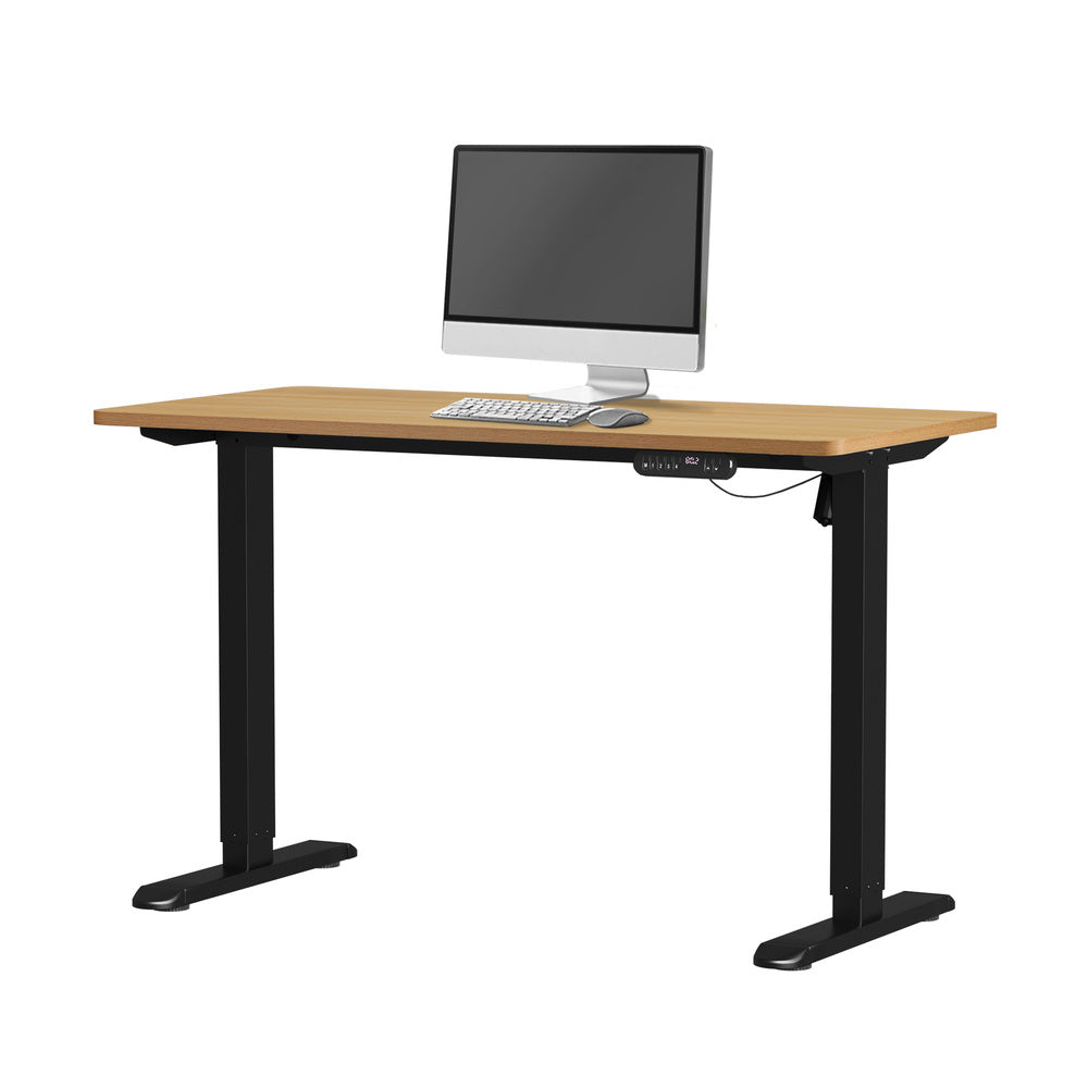 120 cm Electric Standing Desk Single Motor Black and Oak