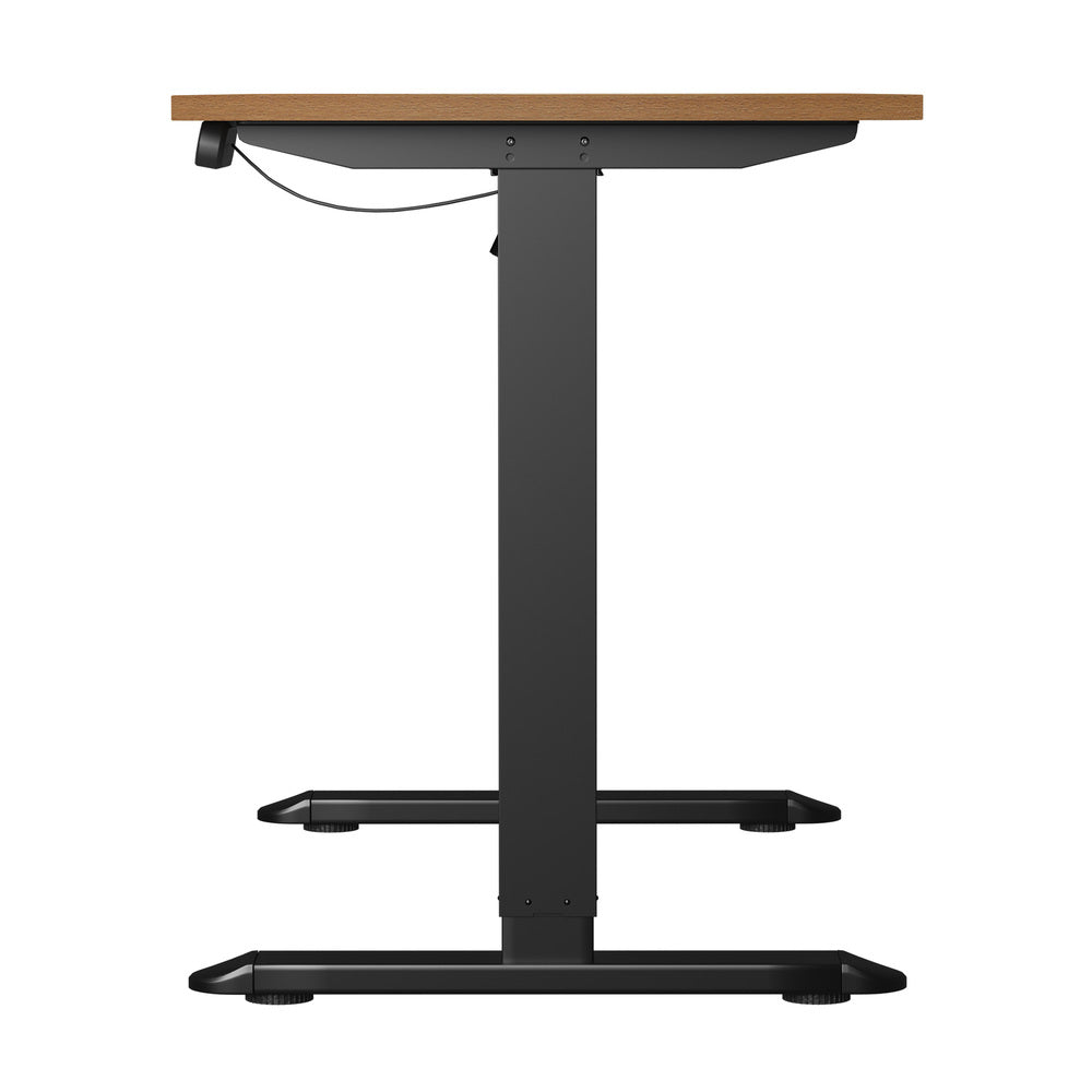 120 cm Electric Standing Desk Single Motor Black and Oak