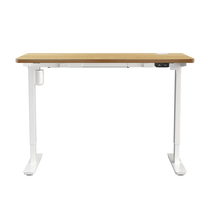 Electric Standing Desk Single Motor White and Oak 150 cm