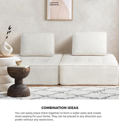 Modular Armless Sofa in White Sherpa