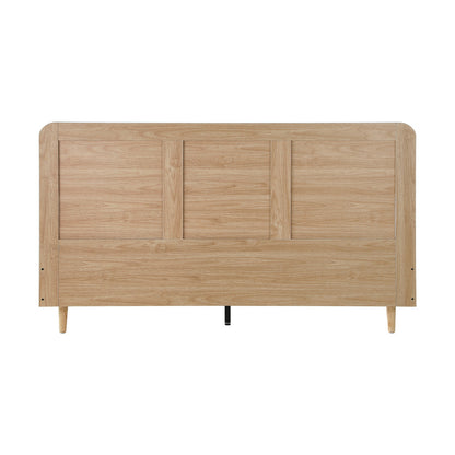 King Size Wooden Bed Frame with Rattan Headboard