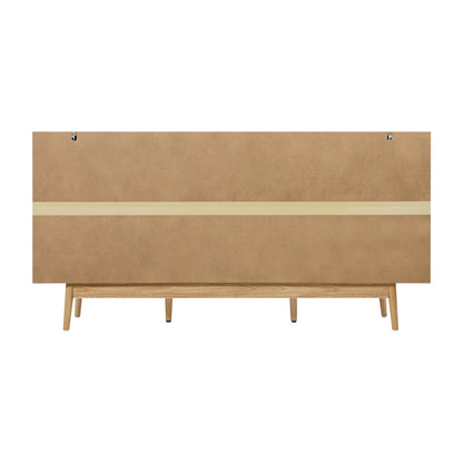 9 Drawer Wooden Lowboy with Rattan Fronts