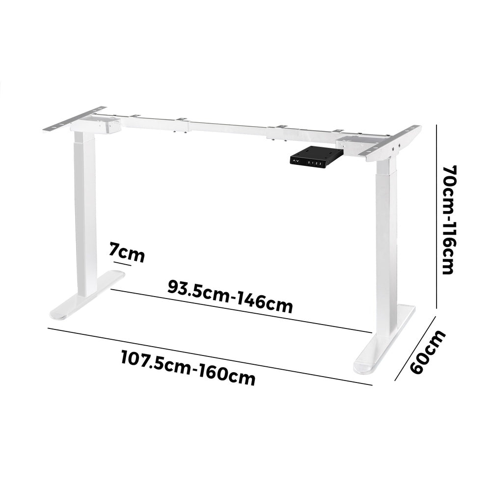 Dual Motor Standing Desk Frame Adjustable White