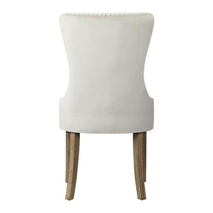Set of 2 Velvet Dining Chairs French Tufted Beige
