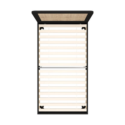King Single Bed Frame with Real Rattan Headboard Black