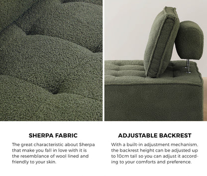 2PCS Modular Armless Sofa Lounge Chairs Sherpa Green