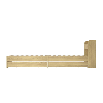 Queen Bed Frame with Charging Ports and 2 Drawers