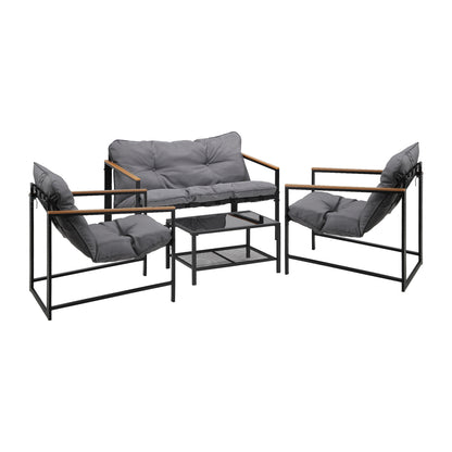 4 Seater Outdoor Lounge Sofa Set with Patio Chairs and Table