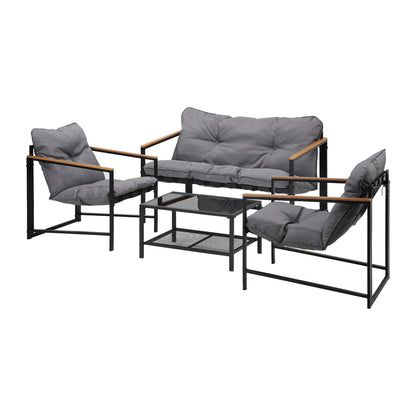 4 Seater Outdoor Lounge Sofa Set with Patio Chairs and Table