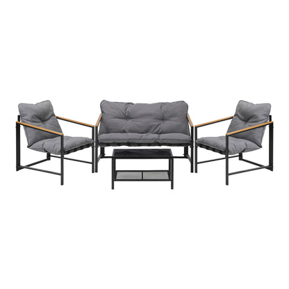 4 Seater Outdoor Lounge Sofa Set with Patio Chairs and Table