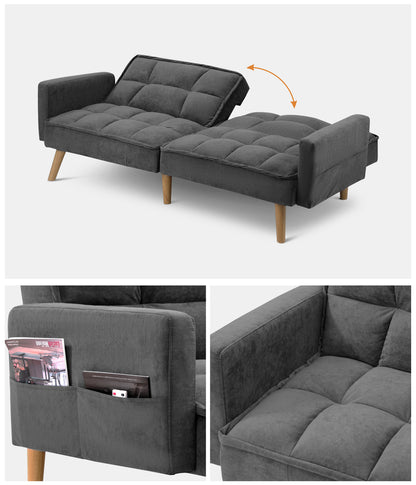 3-Seater Velvet Sofa Bed Grey