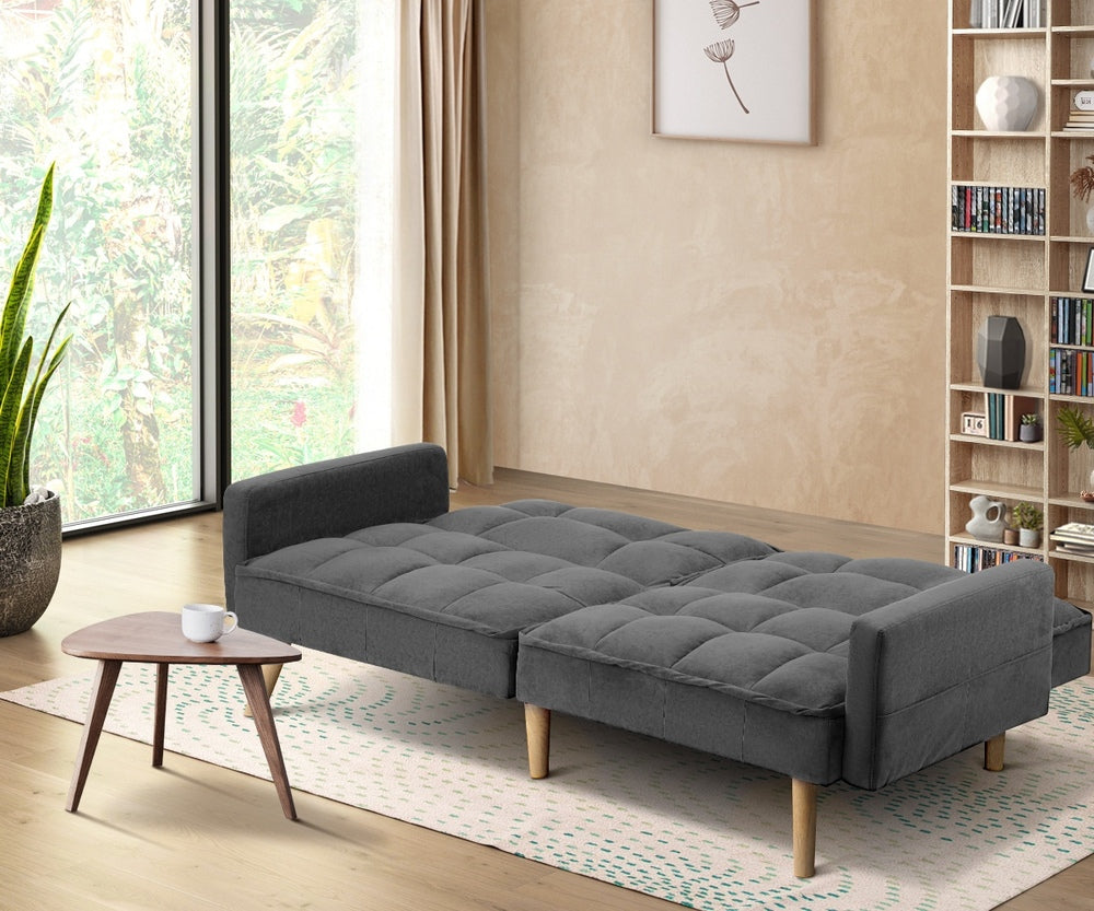 3-Seater Velvet Sofa Bed Grey