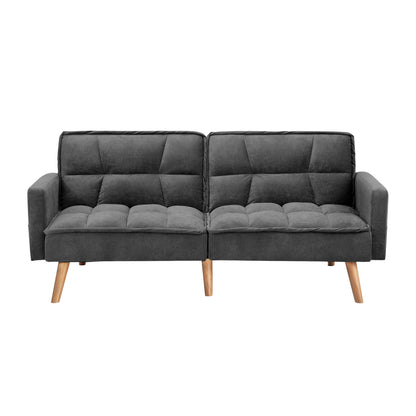 3-Seater Velvet Sofa Bed Grey